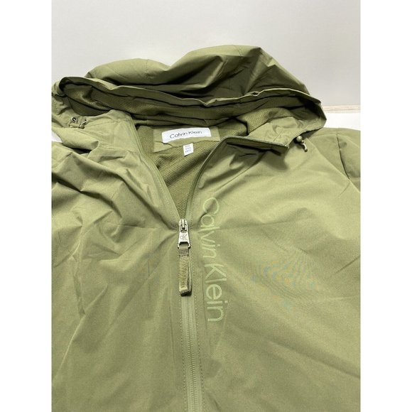 Calvin Klein Mens Jacket Size XXL Olive Green Lightweight Hike Zip Parka, New - Picture 9 of 11